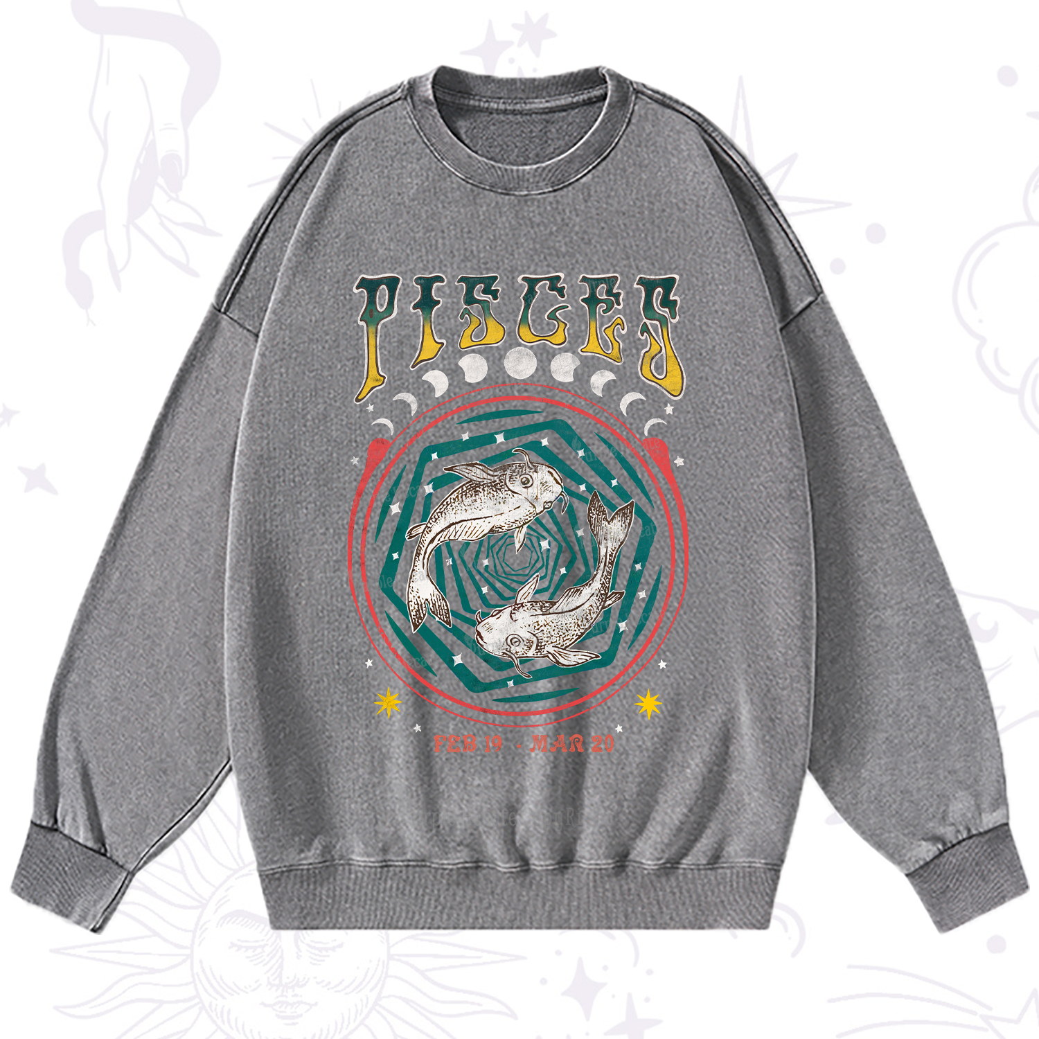 Purplehecate Pisces Crew Zodiac Washed Sweatshirt
