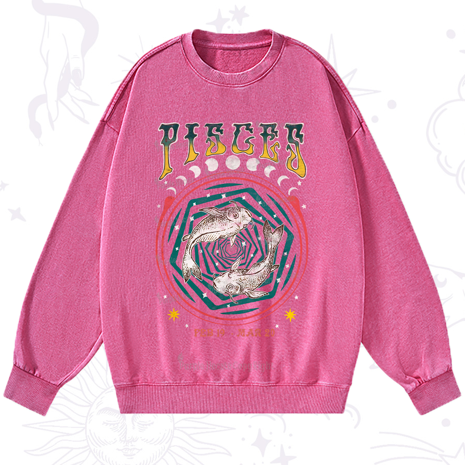 Purplehecate Pisces Crew Zodiac Washed Sweatshirt