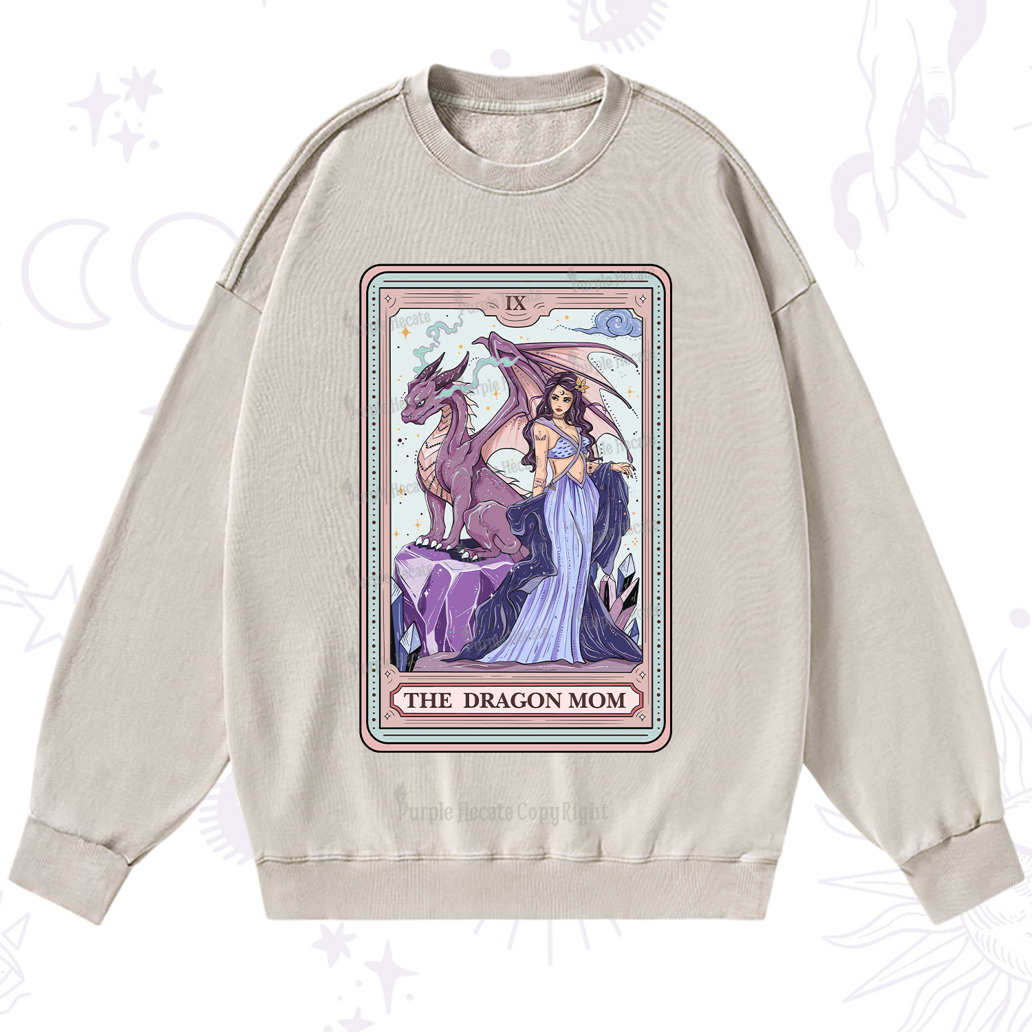 Purplehecate The Dragon Mom Tarot Washed Sweatshirt