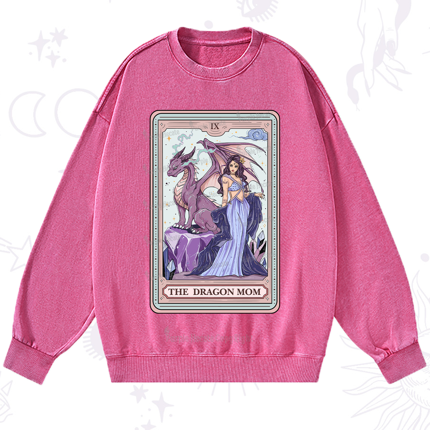 Purplehecate The Dragon Mom Tarot Washed Sweatshirt