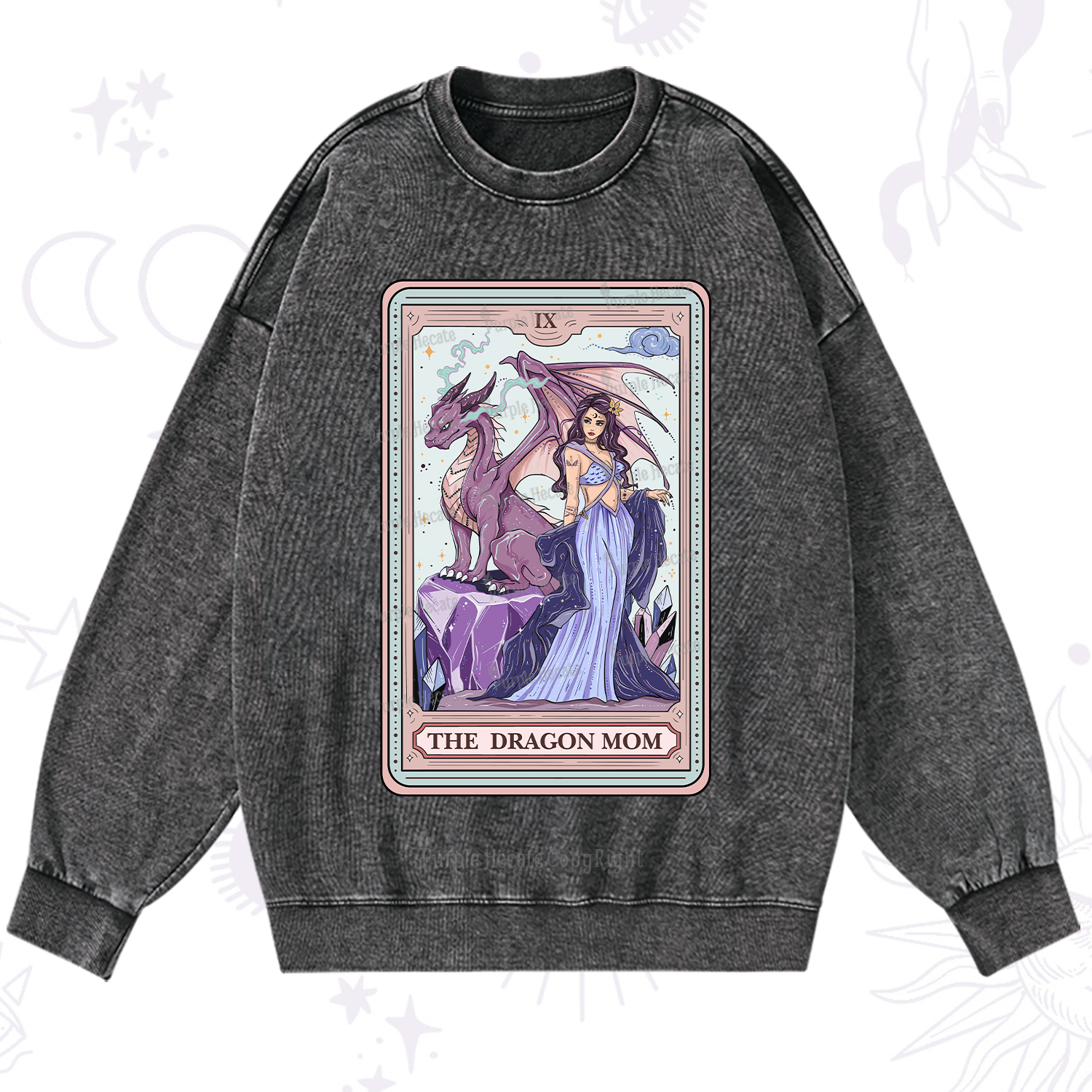 Purplehecate The Dragon Mom Tarot Washed Sweatshirt