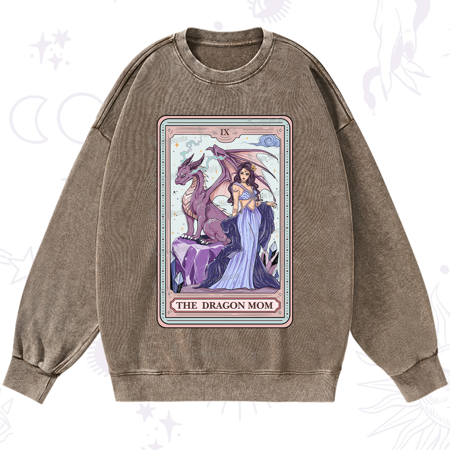 Purplehecate The Dragon Mom Tarot Washed Sweatshirt