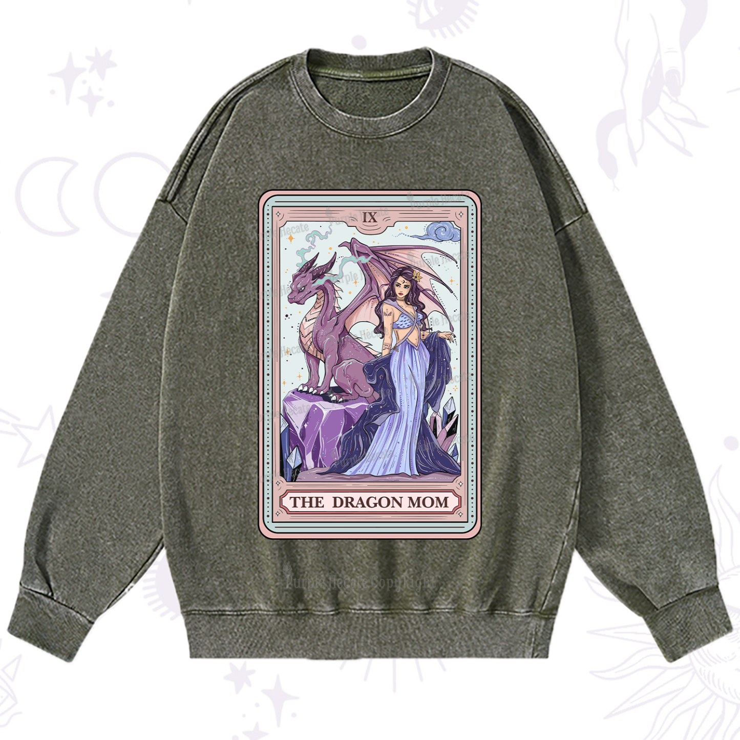 Purplehecate The Dragon Mom Tarot Washed Sweatshirt