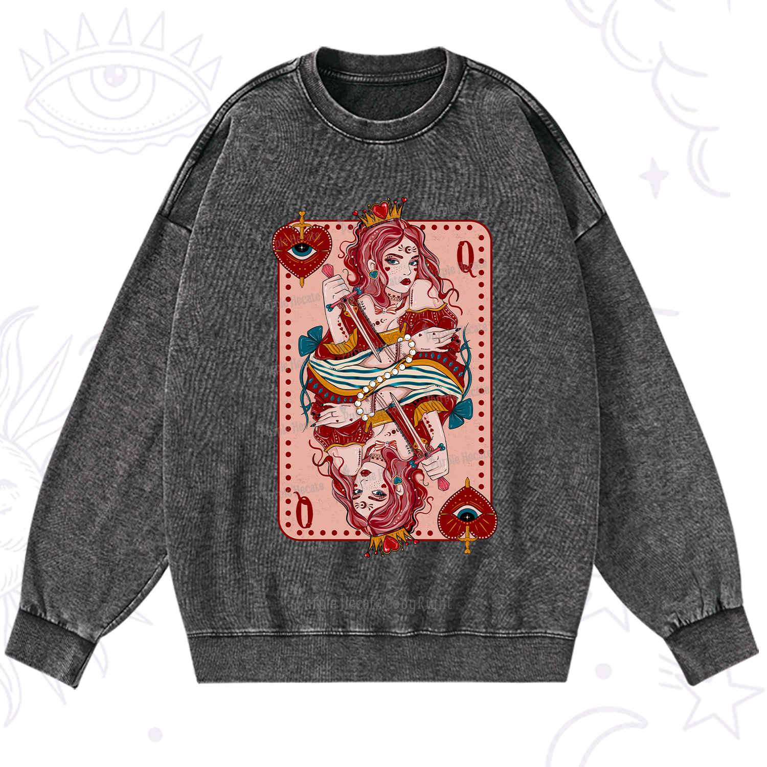 Purplehecate Queen of Hearts Washed Sweatshirt