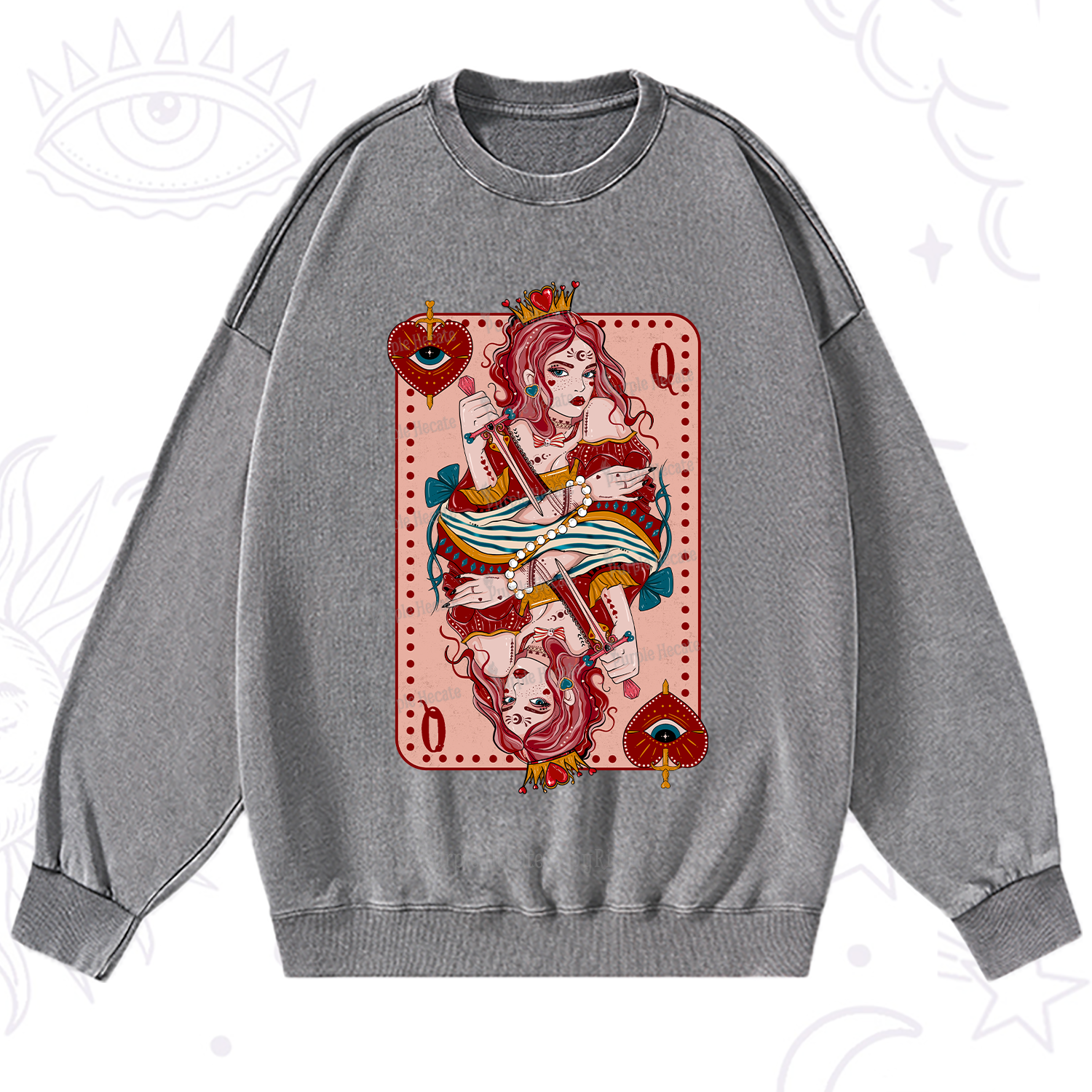 Purplehecate Queen of Hearts Washed Sweatshirt