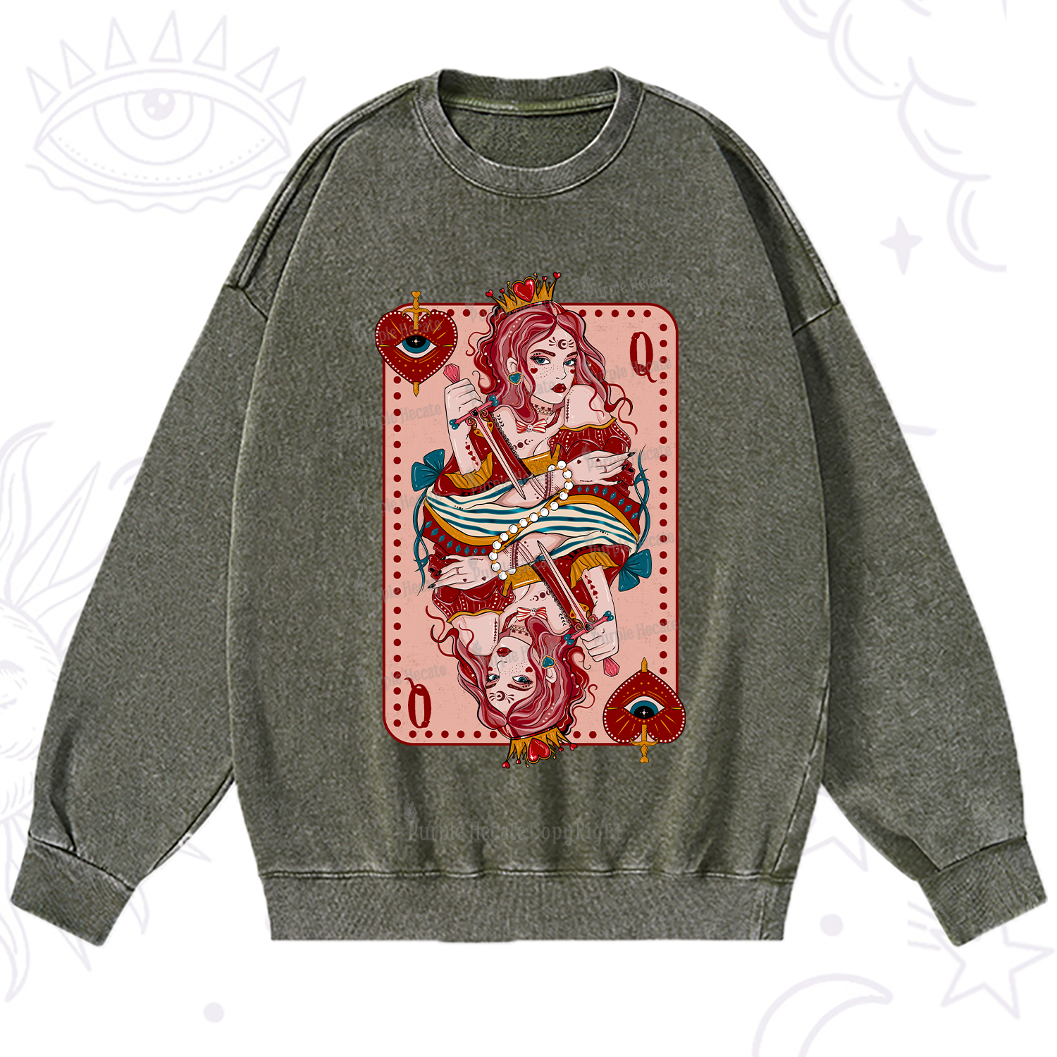 Purplehecate Queen of Hearts Washed Sweatshirt