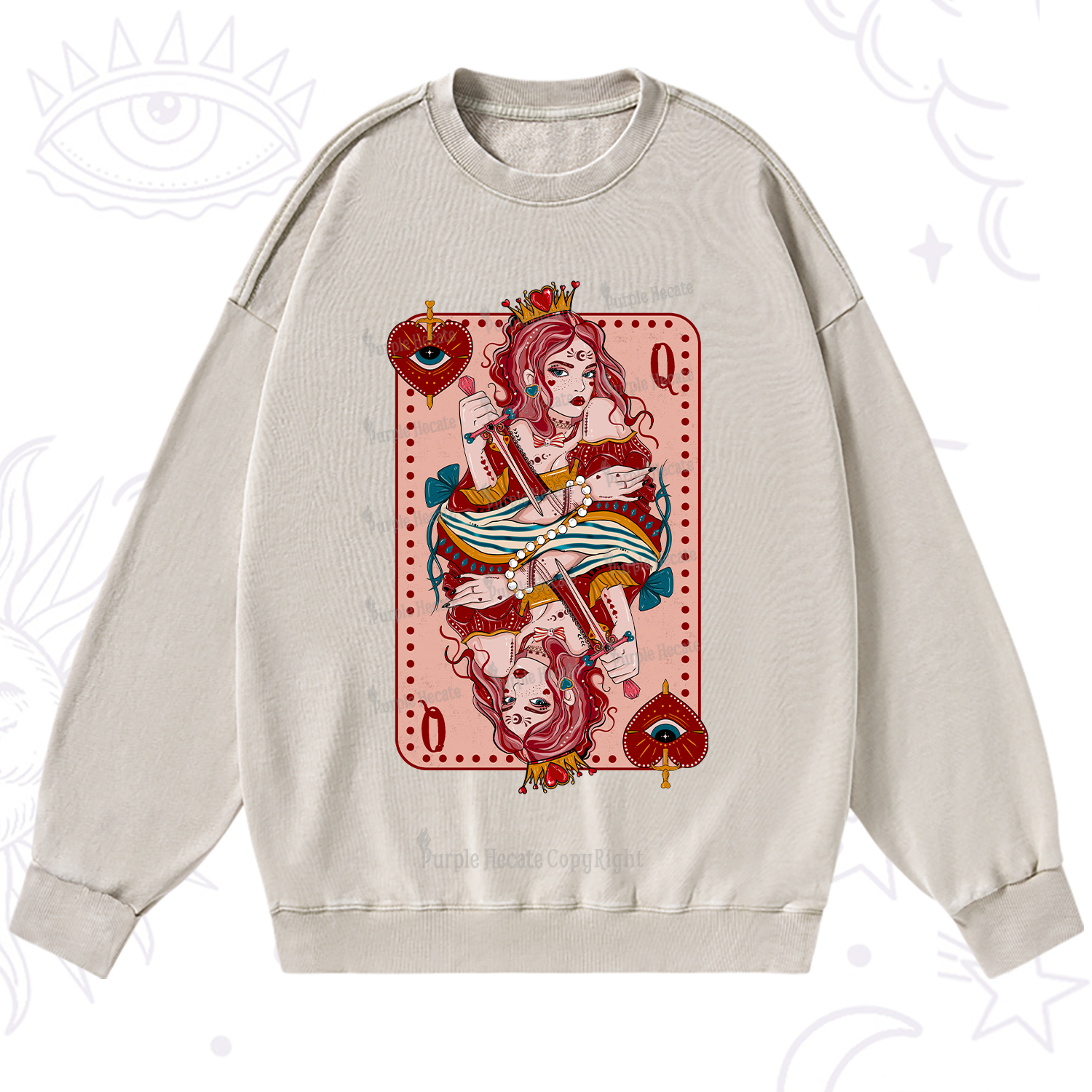 Purplehecate Queen of Hearts Washed Sweatshirt