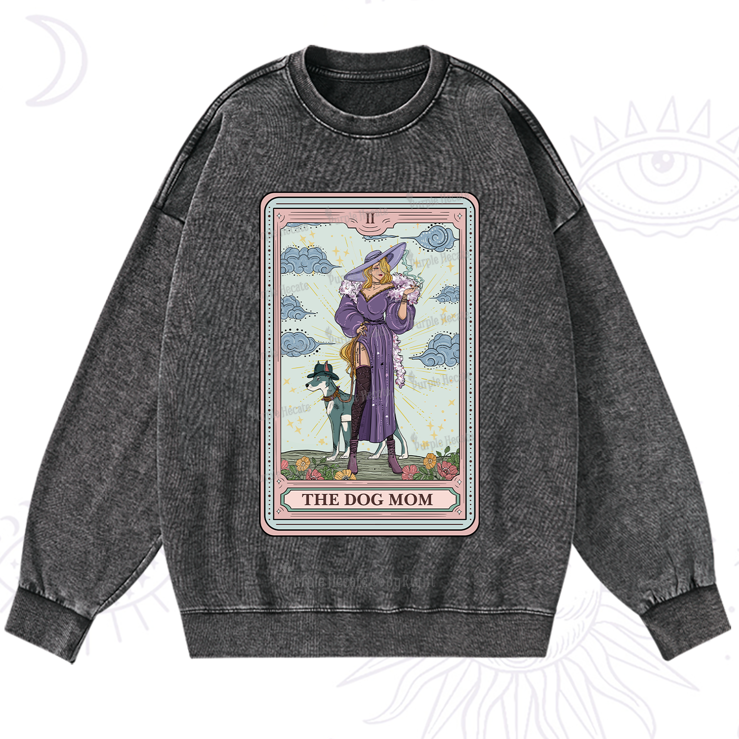 Purplehecate The Dog Mom Tarot Washed Sweatshirt