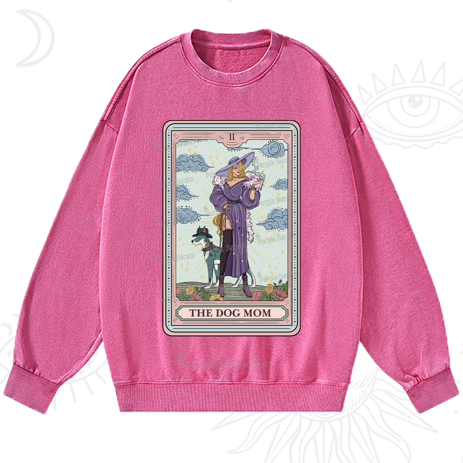 Purplehecate The Dog Mom Tarot Washed Sweatshirt