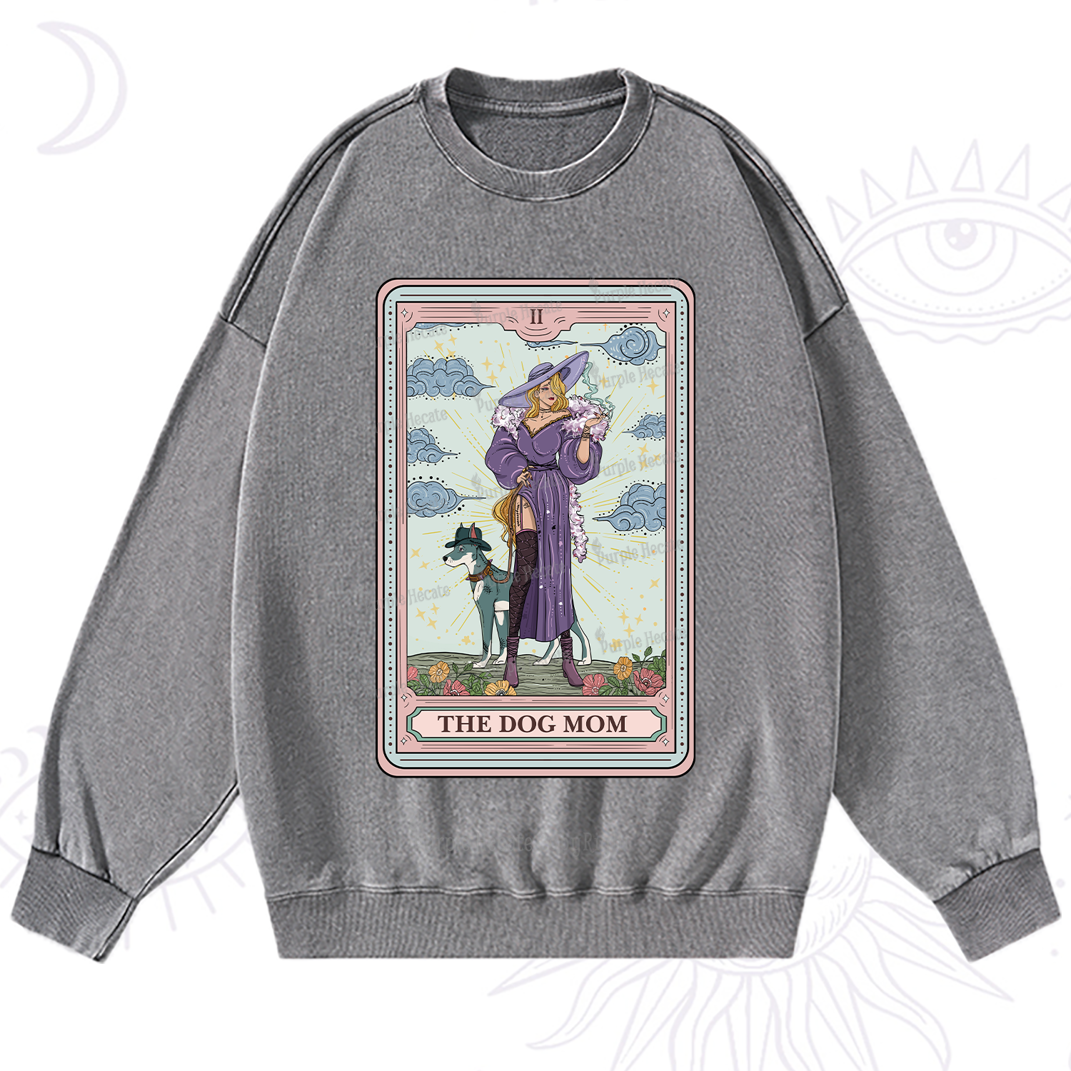 Purplehecate The Dog Mom Tarot Washed Sweatshirt