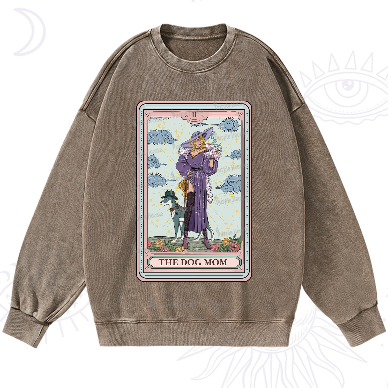 Purplehecate The Dog Mom Tarot Washed Sweatshirt
