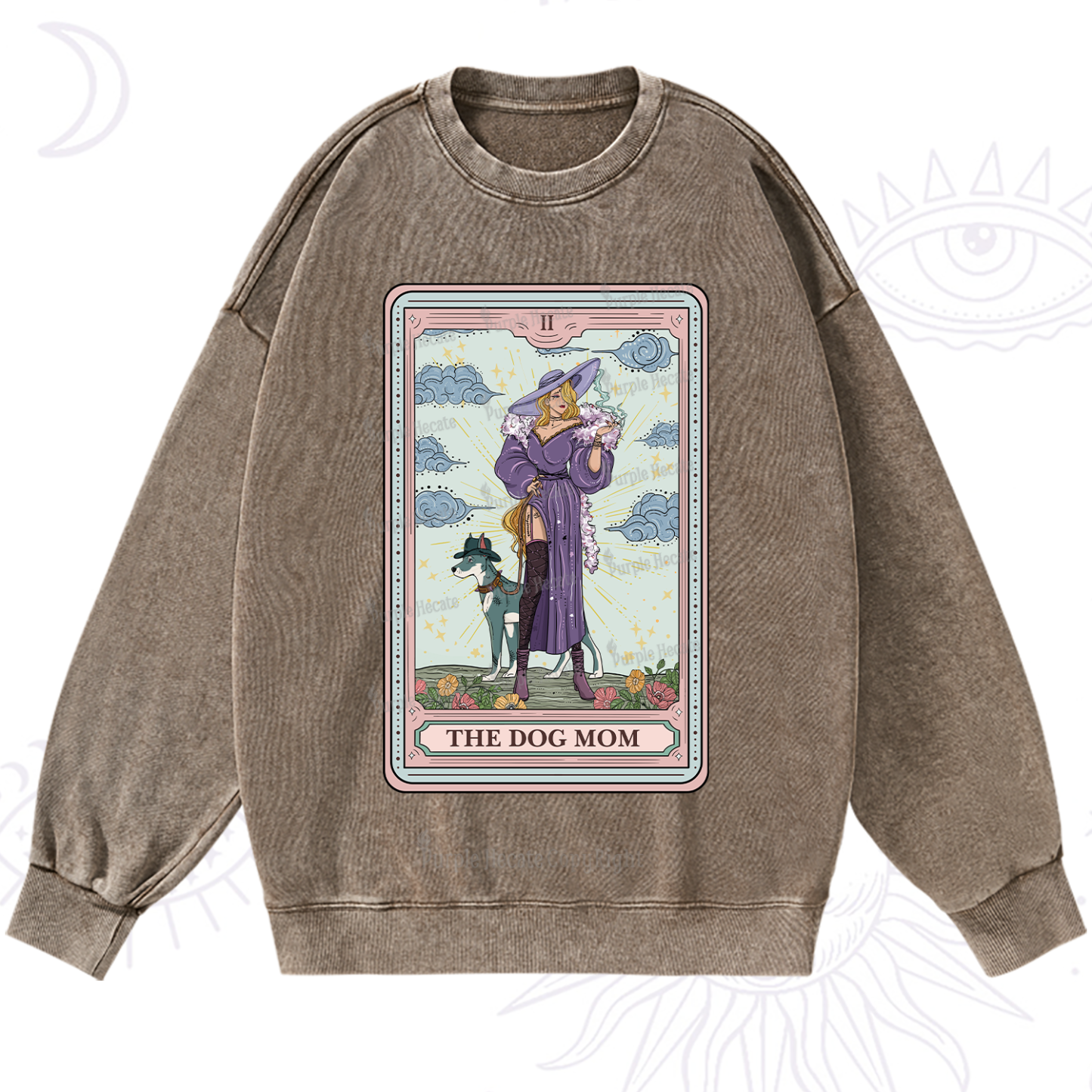 Purplehecate The Dog Mom Tarot Washed Sweatshirt