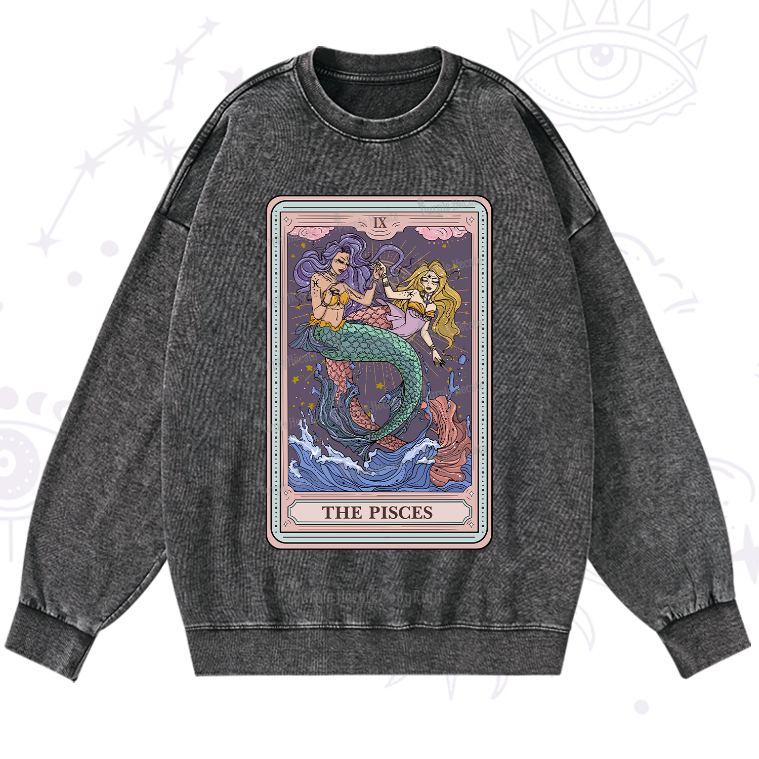 Purplehecate The Pisces Tarot Washed Sweatshirt