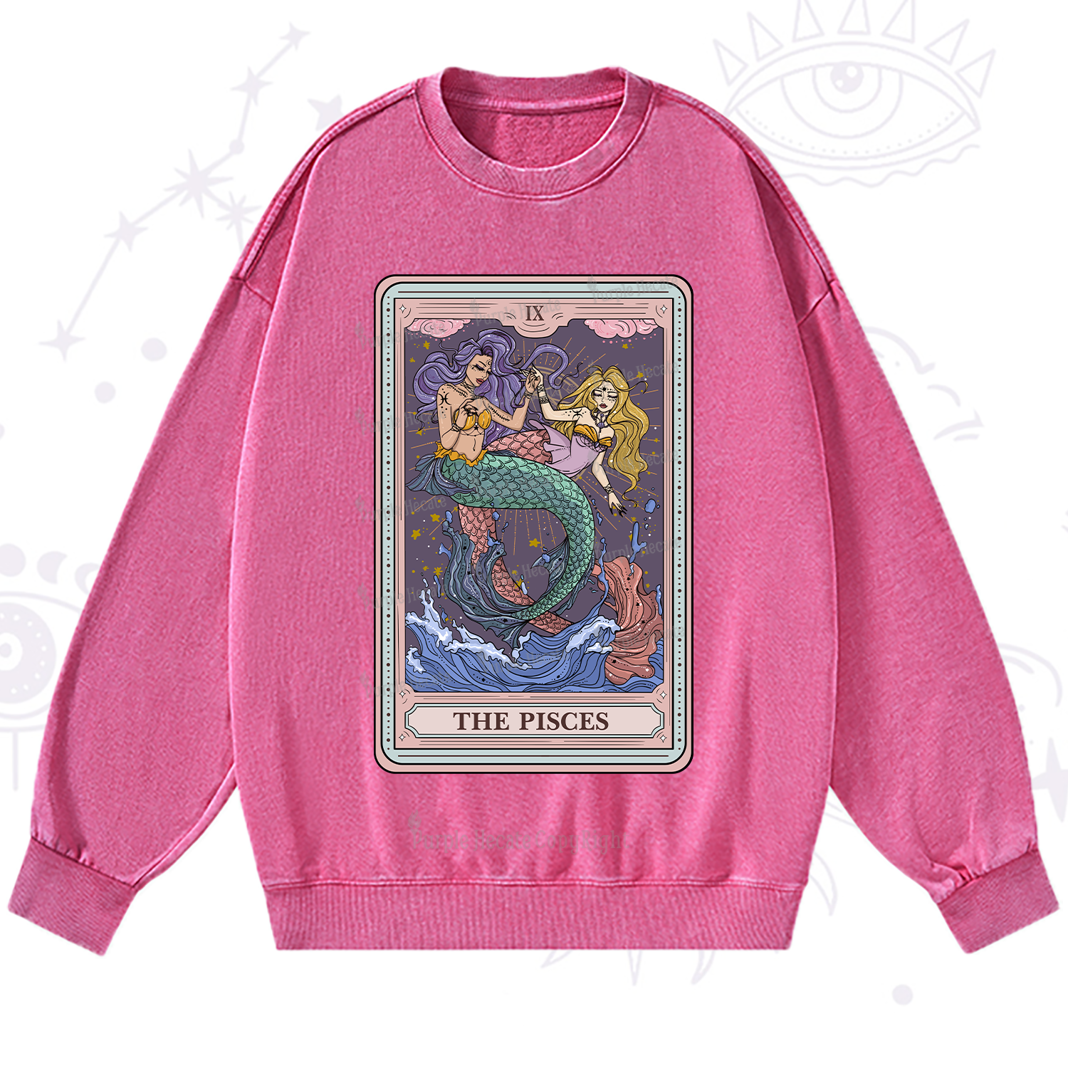 Purplehecate The Pisces Tarot Washed Sweatshirt