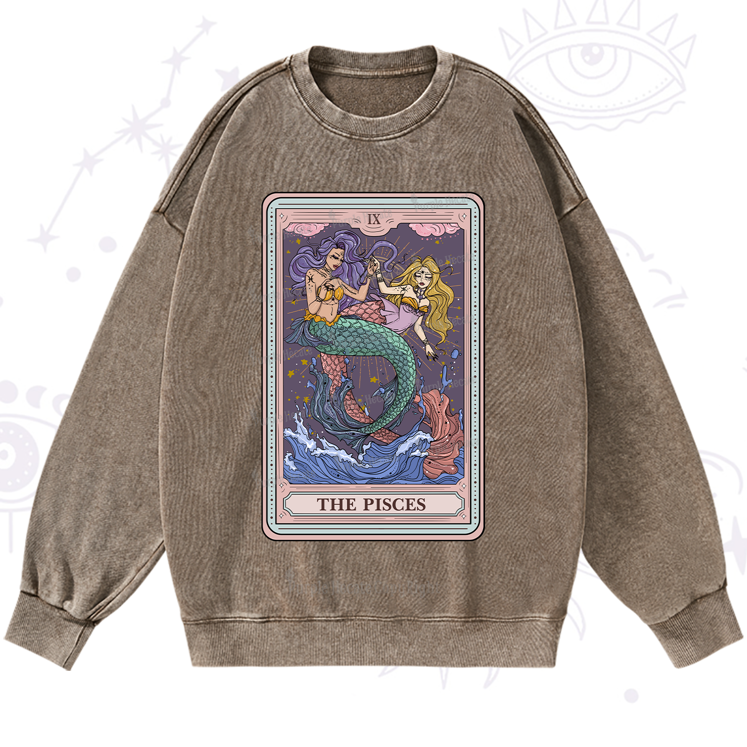 Purplehecate The Pisces Tarot Washed Sweatshirt