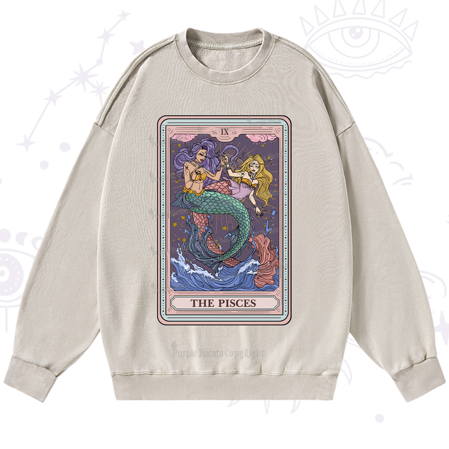 Purplehecate The Pisces Tarot Washed Sweatshirt