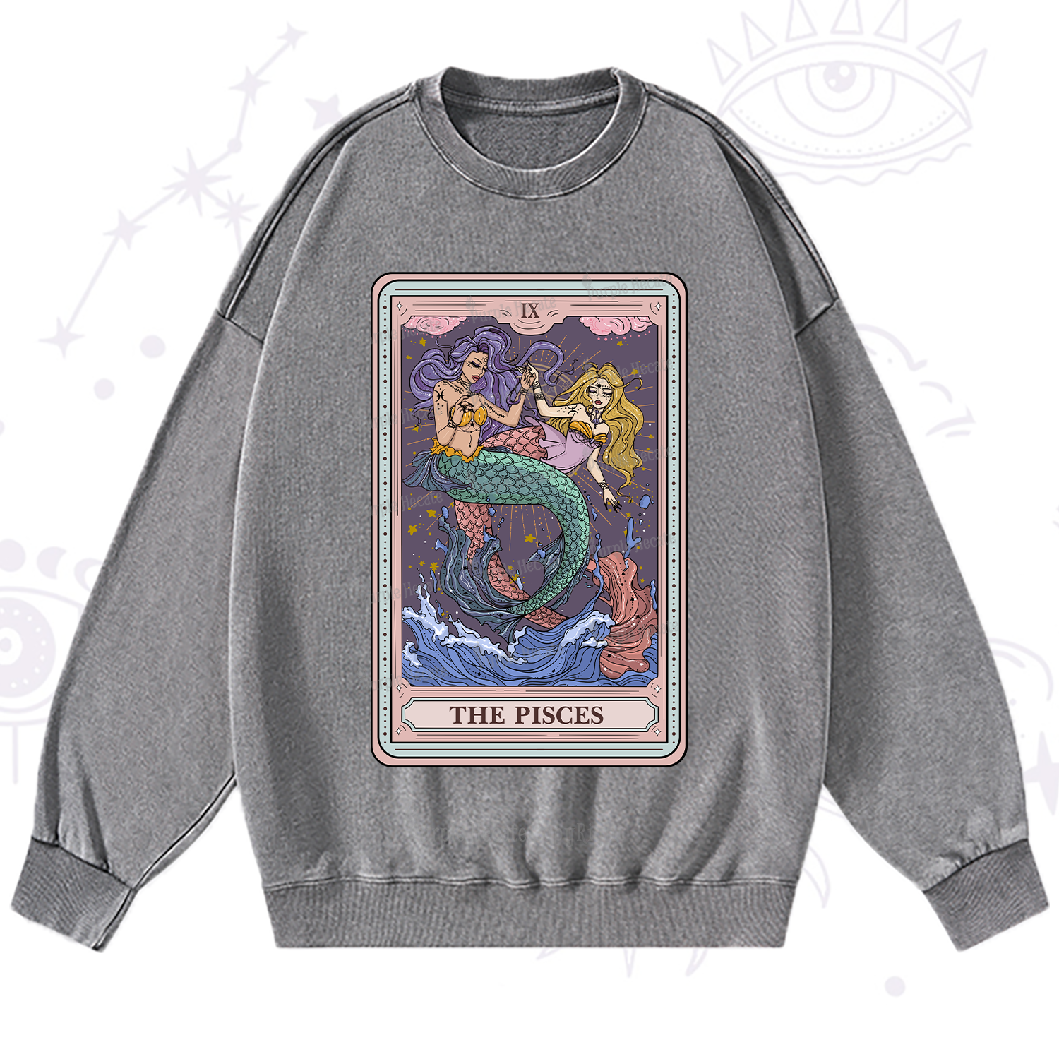 Purplehecate The Pisces Tarot Washed Sweatshirt