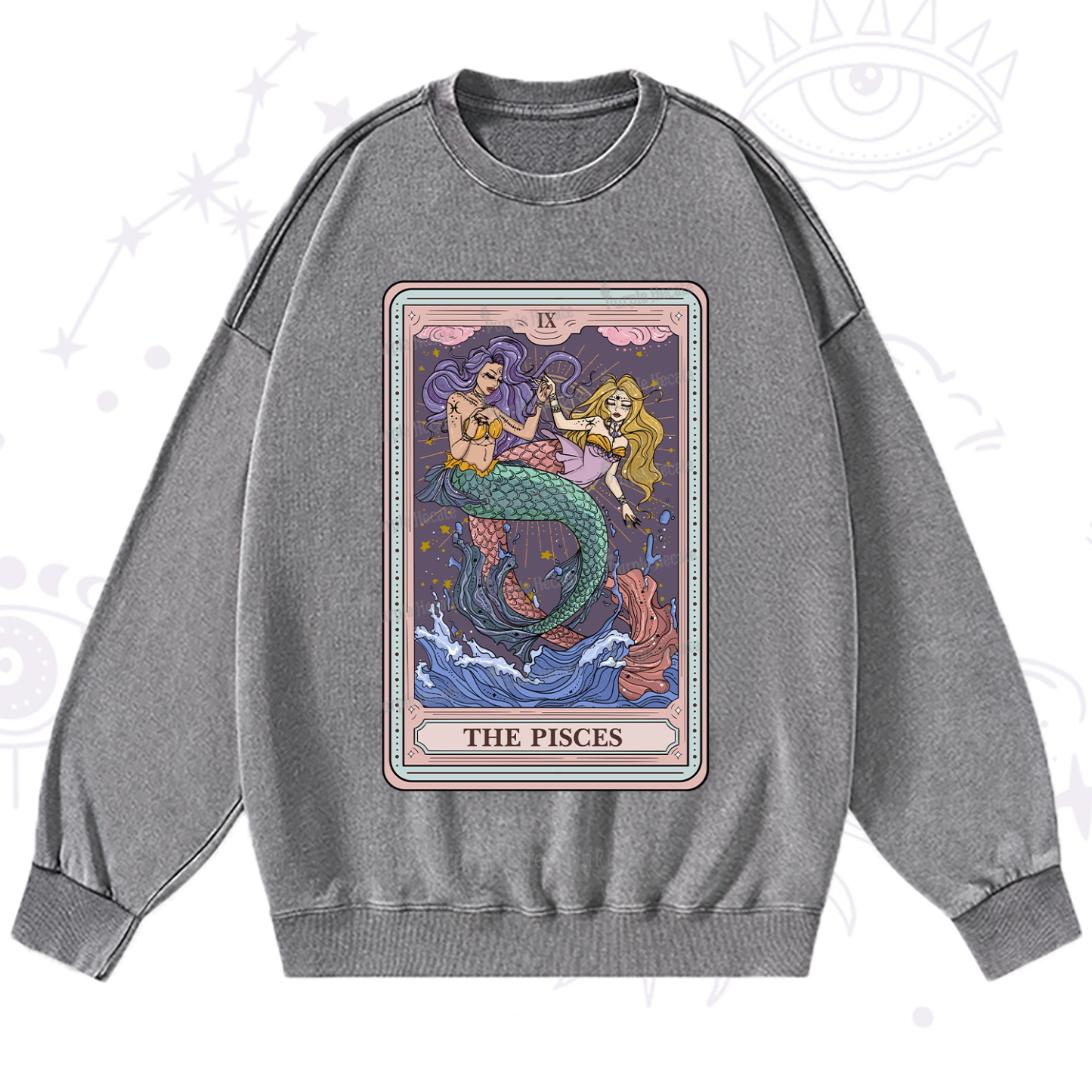 Purplehecate The Pisces Tarot Washed Sweatshirt