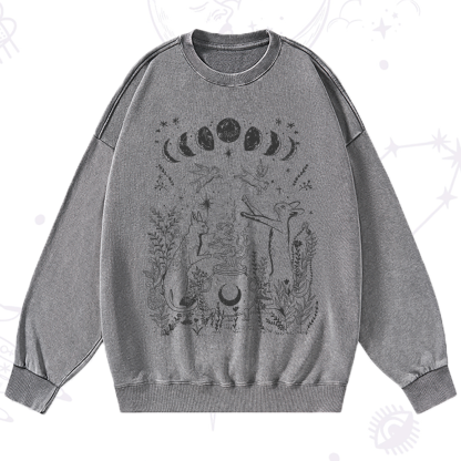 Purplehecate Celestial Cat Washed Sweatshirt