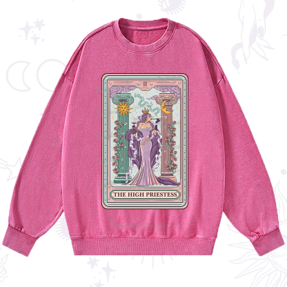 Purplehecate The High Priestess Tarot Card Washed Sweatshirt