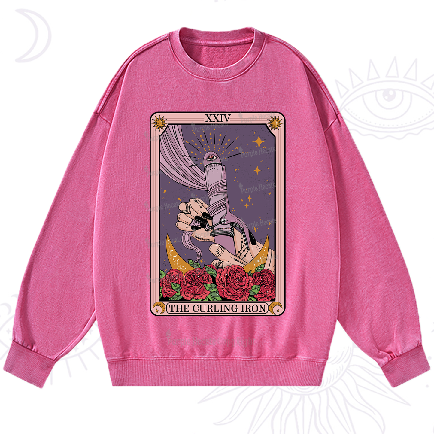 Purplehecate The Curling Iron Tarot Washed Sweatshirt