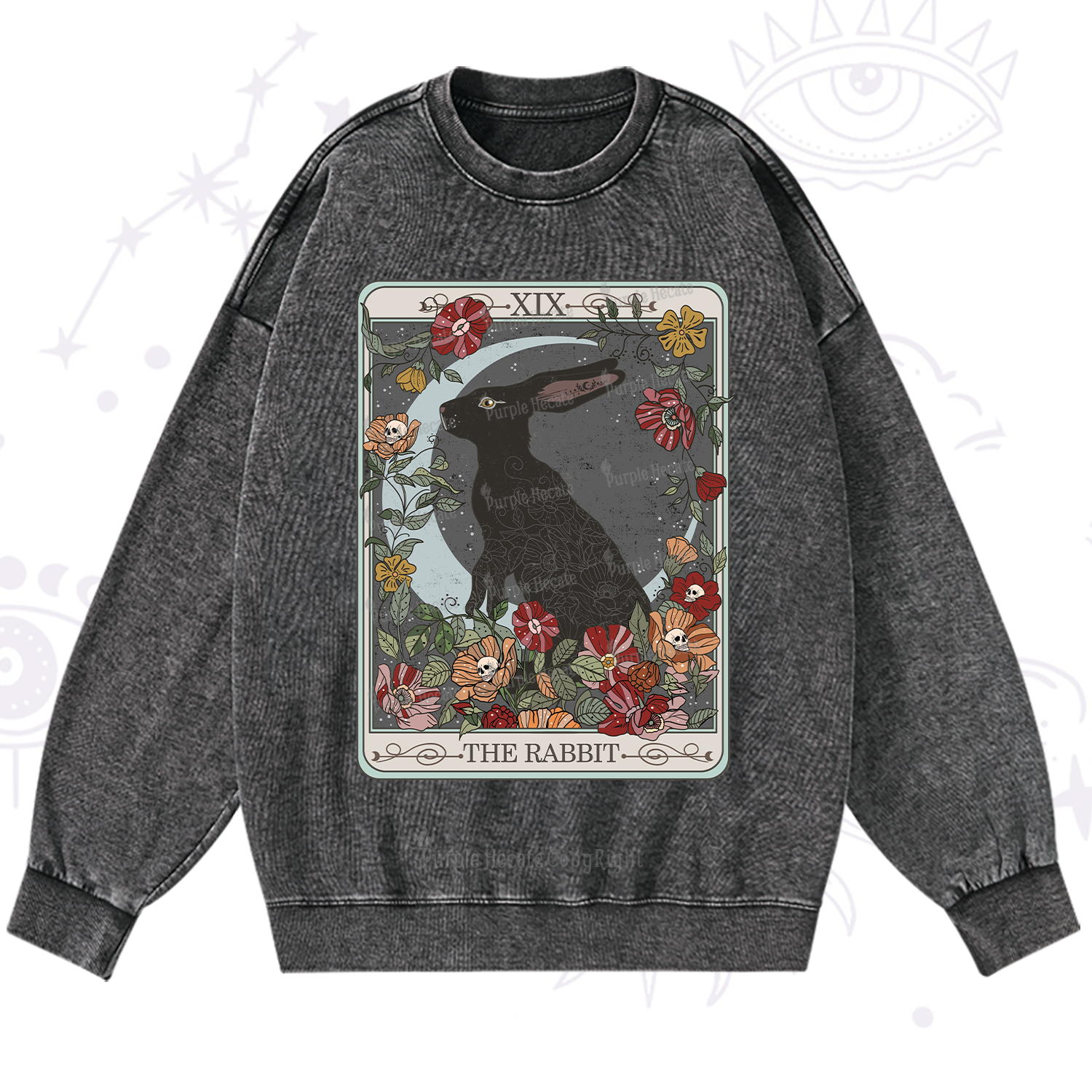Purplehecate The Rabbit Tarot Washed Sweatshirt