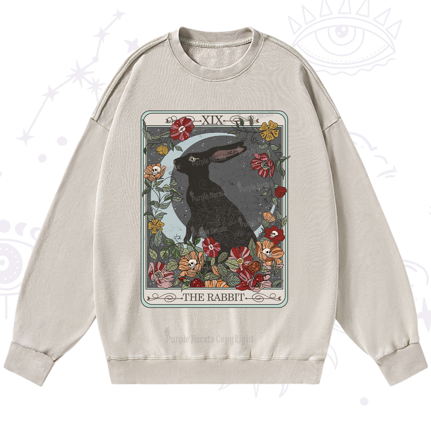 Purplehecate The Rabbit Tarot Washed Sweatshirt