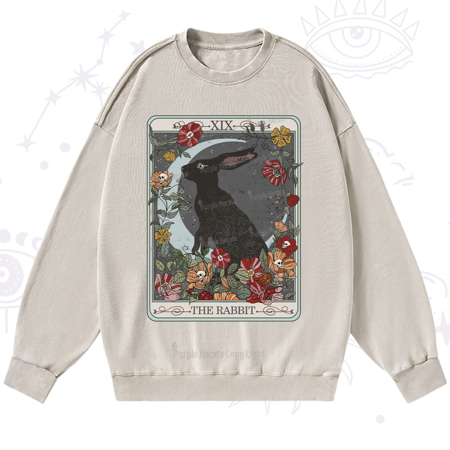 Purplehecate The Rabbit Tarot Washed Sweatshirt