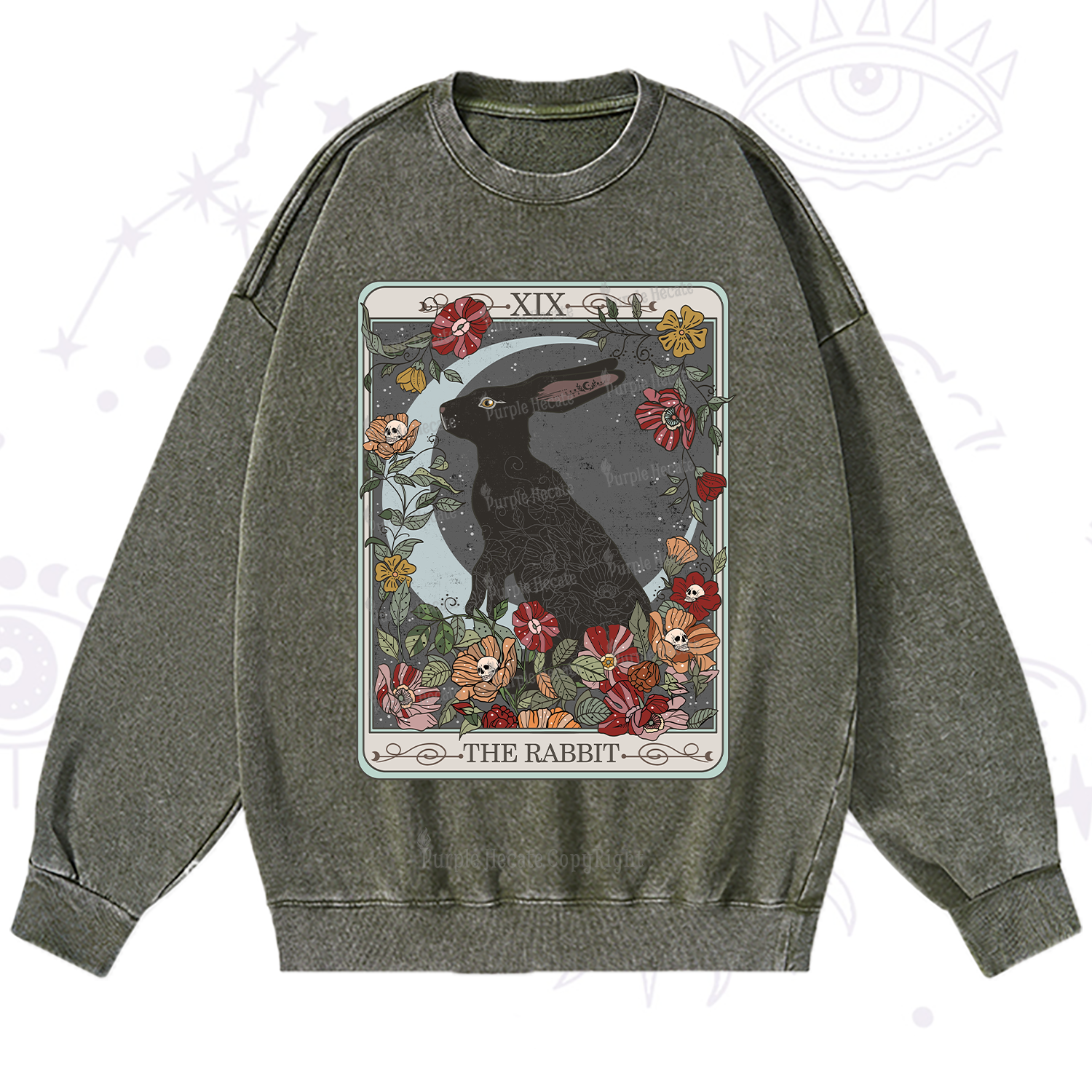 Purplehecate The Rabbit Tarot Washed Sweatshirt