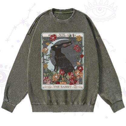 Purplehecate The Rabbit Tarot Washed Sweatshirt