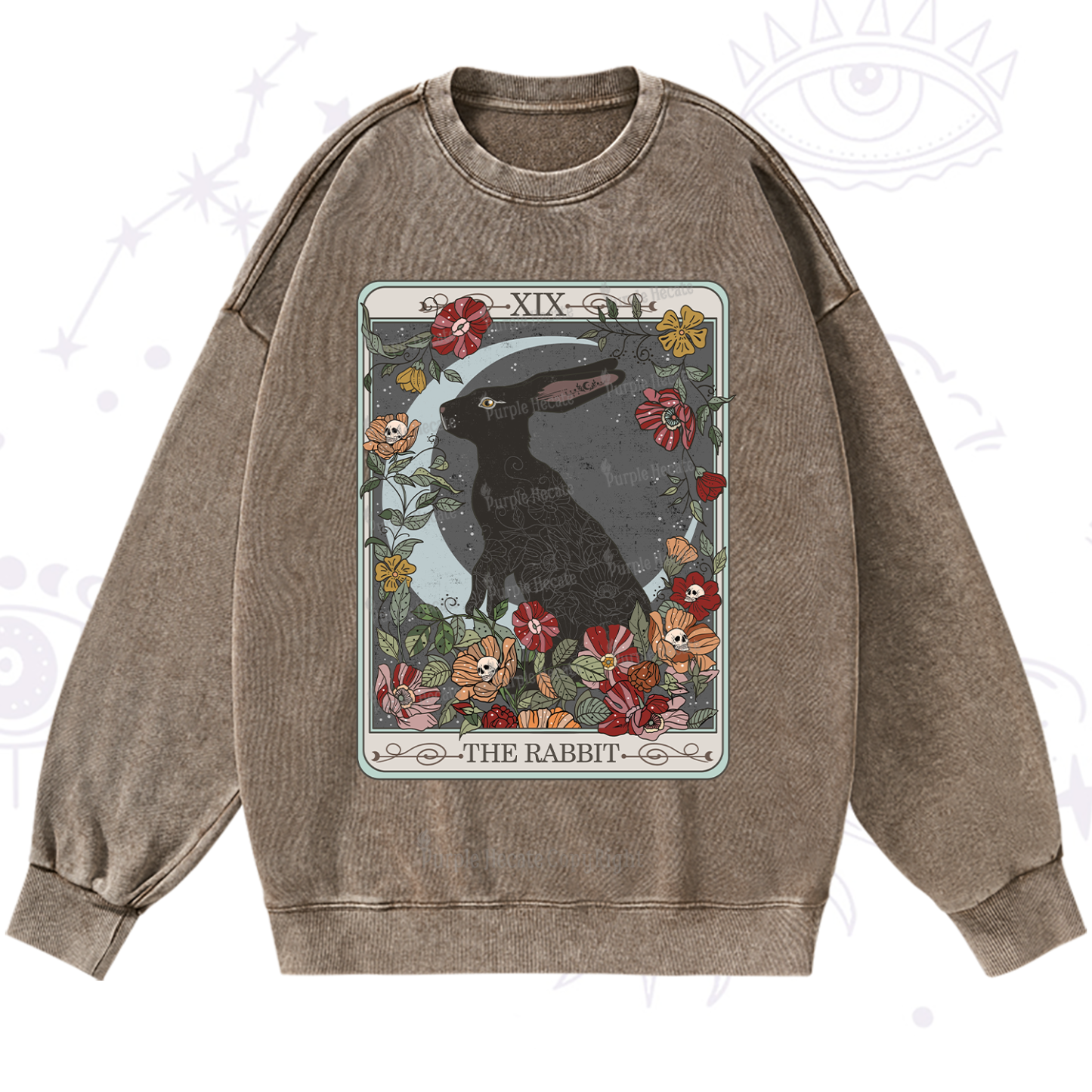 Purplehecate The Rabbit Tarot Washed Sweatshirt