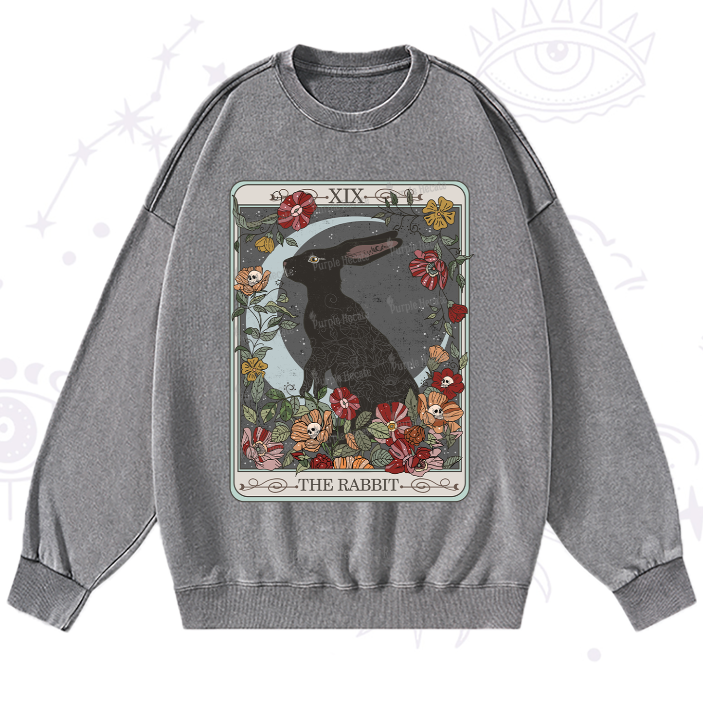 Purplehecate The Rabbit Tarot Washed Sweatshirt