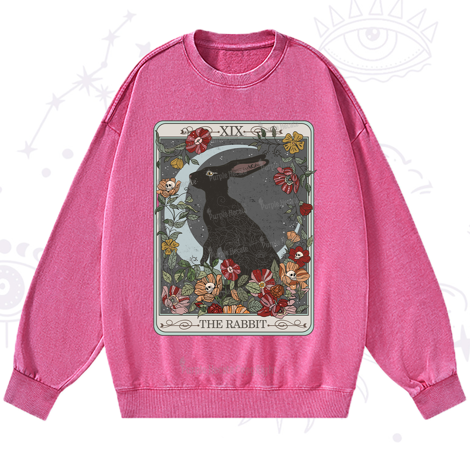 Purplehecate The Rabbit Tarot Washed Sweatshirt