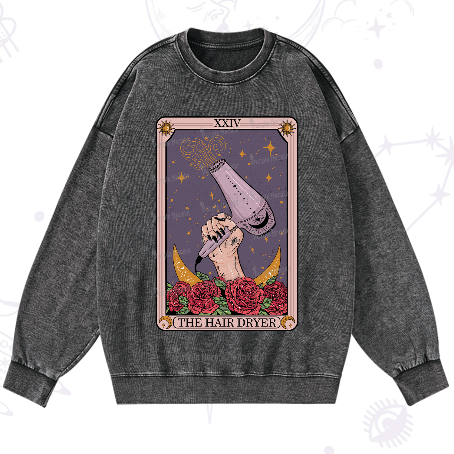Purplehecate The Hair Dryer Tarot Washed Sweatshirt