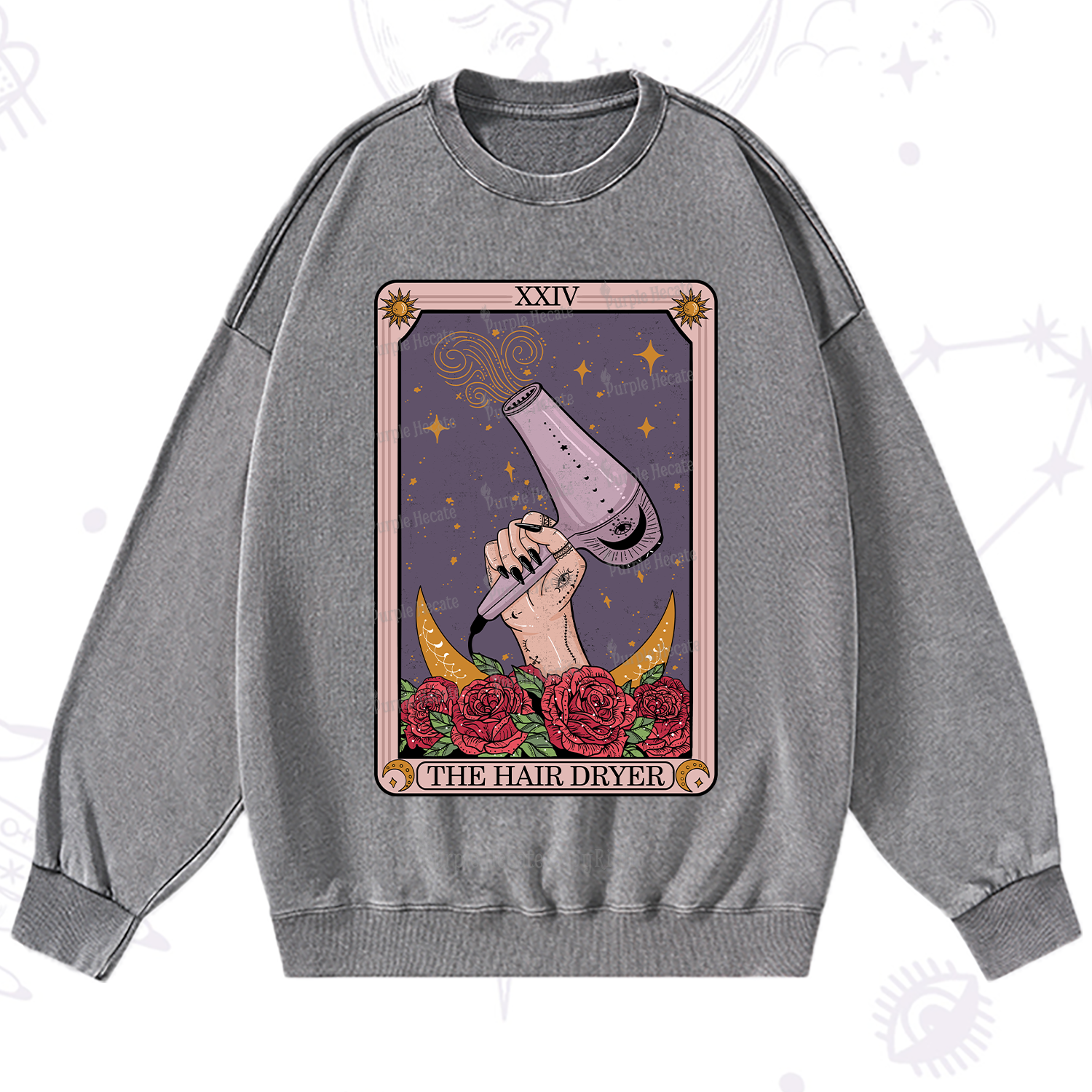 Purplehecate The Hair Dryer Tarot Washed Sweatshirt