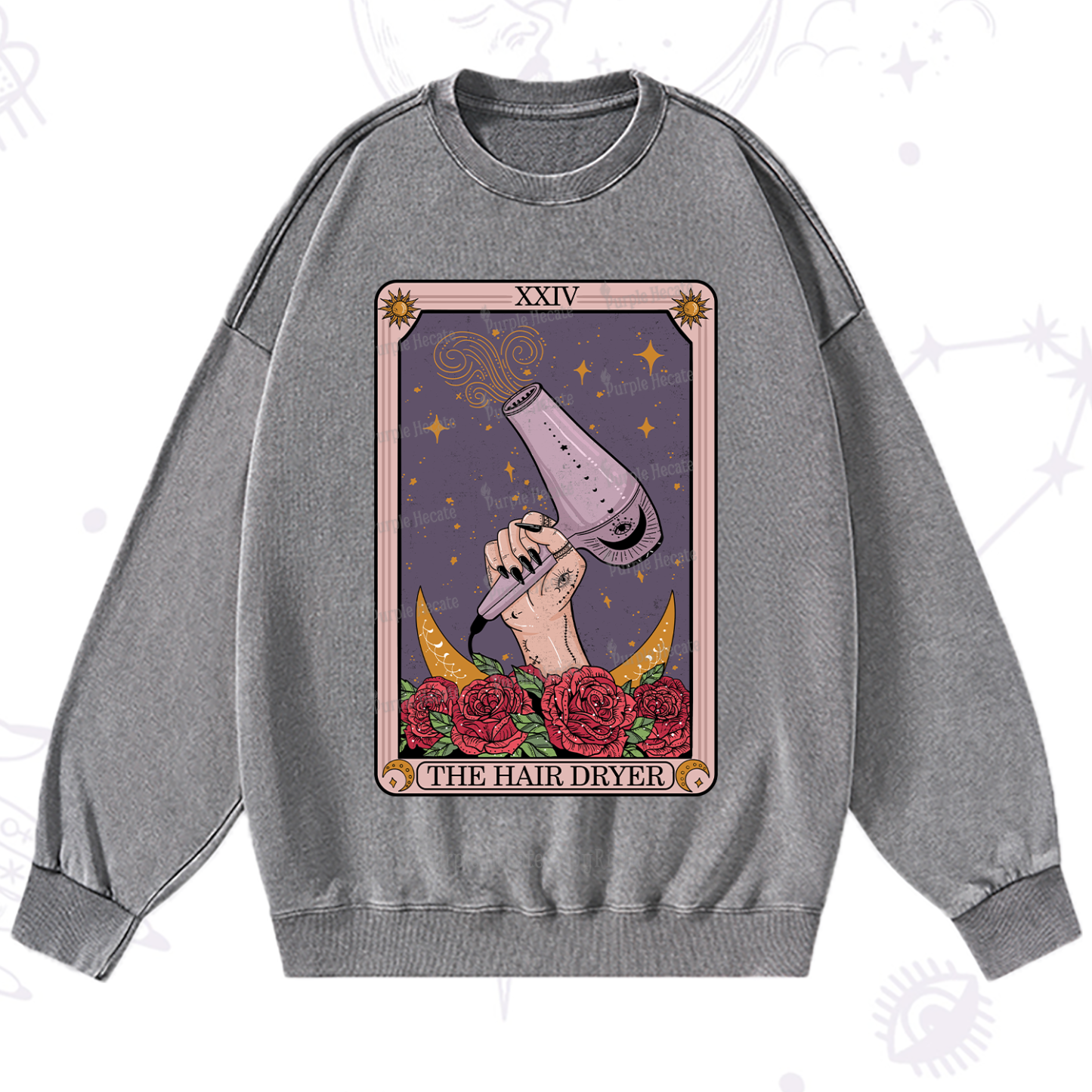 Purplehecate The Hair Dryer Tarot Washed Sweatshirt