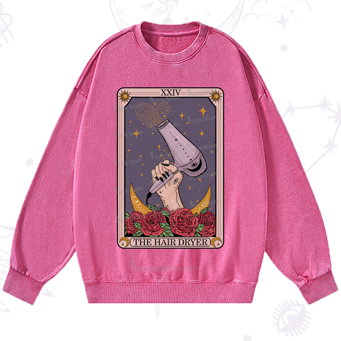 Purplehecate The Hair Dryer Tarot Washed Sweatshirt