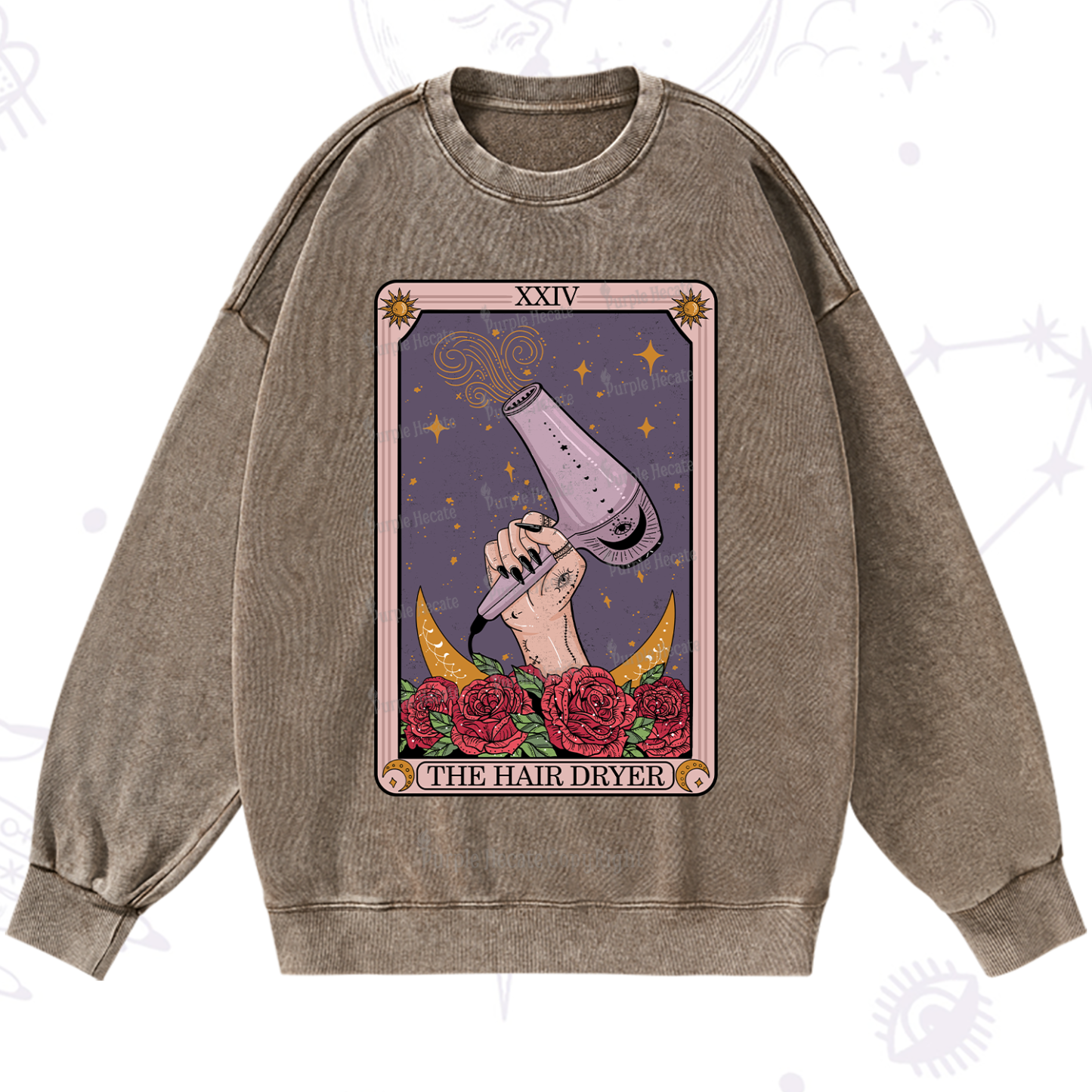 Purplehecate The Hair Dryer Tarot Washed Sweatshirt