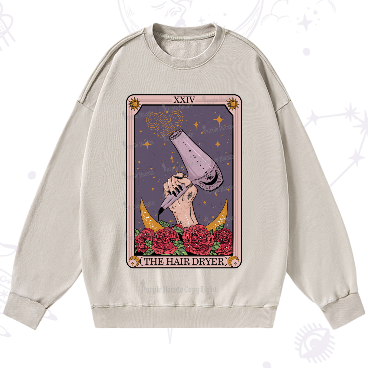 Purplehecate The Hair Dryer Tarot Washed Sweatshirt