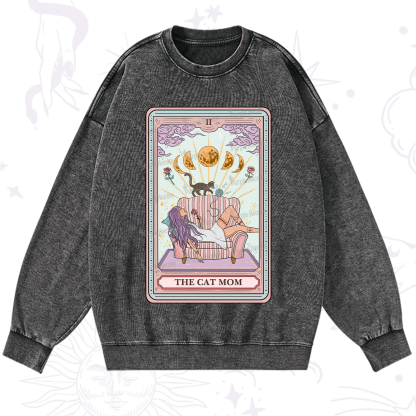 Purplehecate The Cat Mom Tarot Washed Sweatshirt