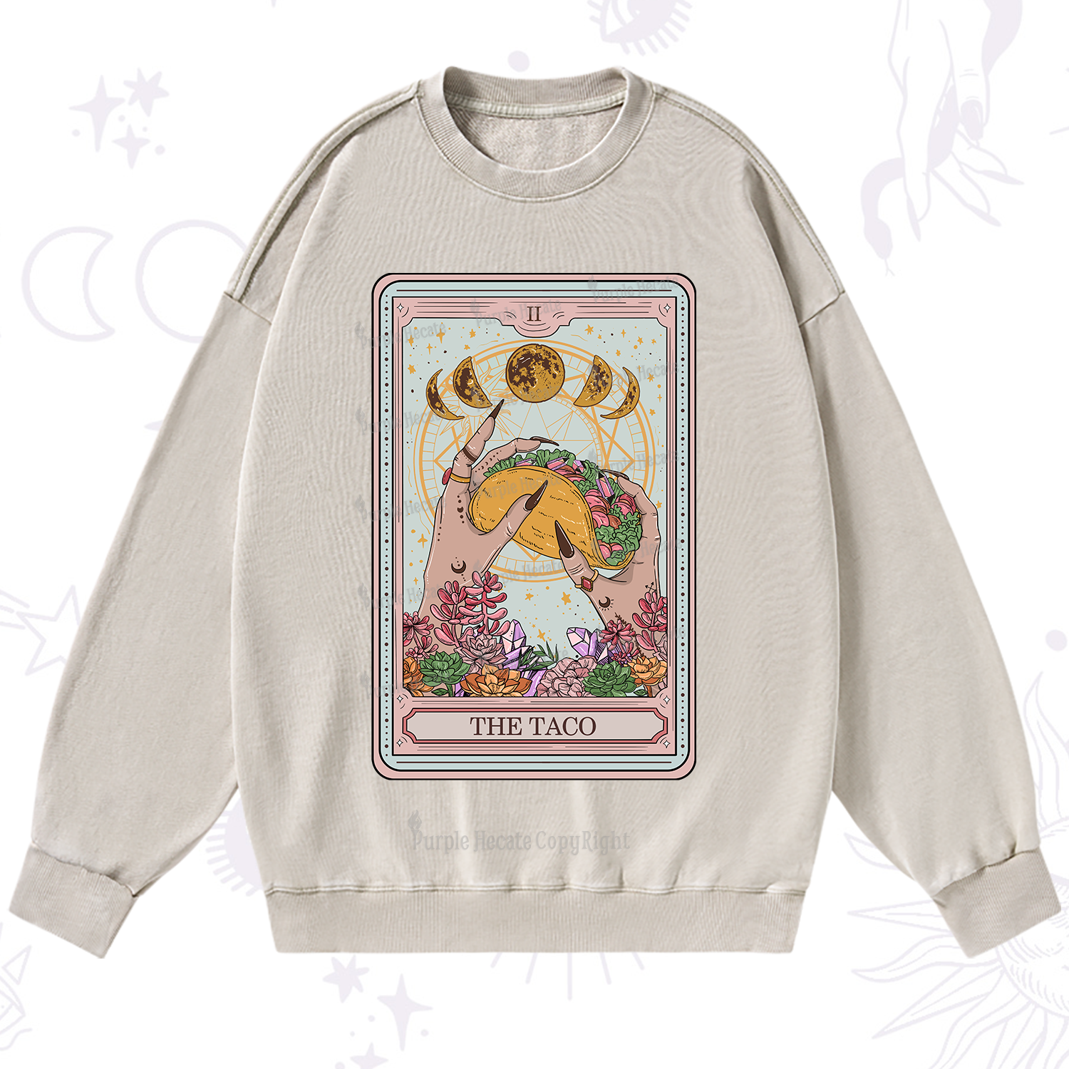 Purplehecate The Taco Tarot Washed Sweatshirt