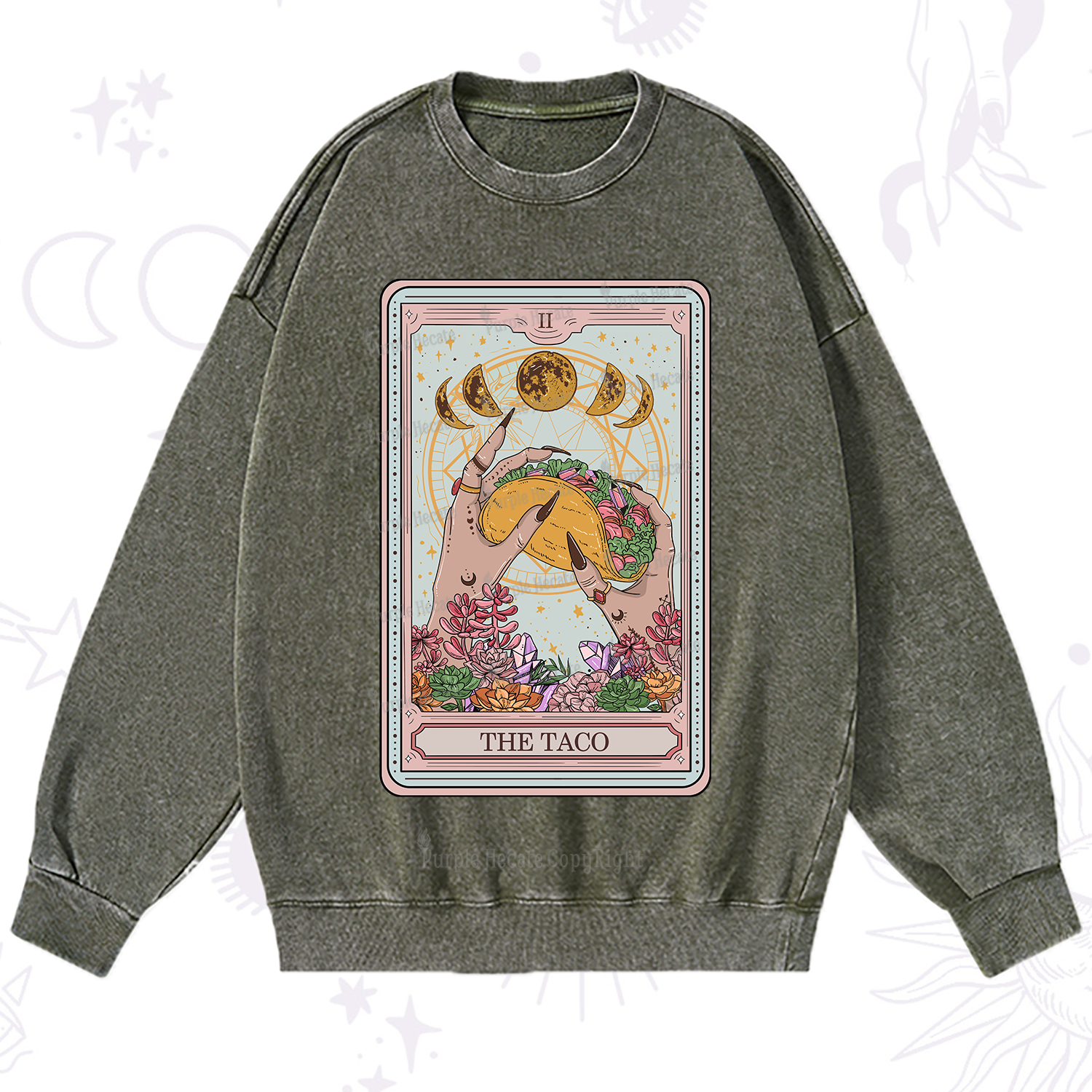 Purplehecate The Taco Tarot Washed Sweatshirt