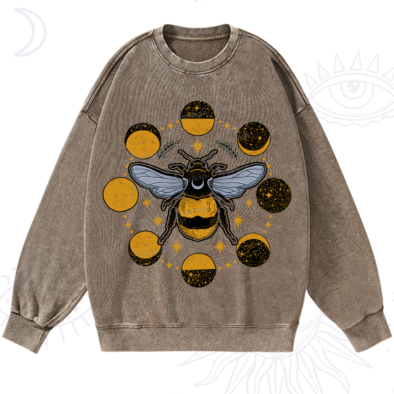 Purplehecate Phases of the Moon Bee Washed Sweatshirt