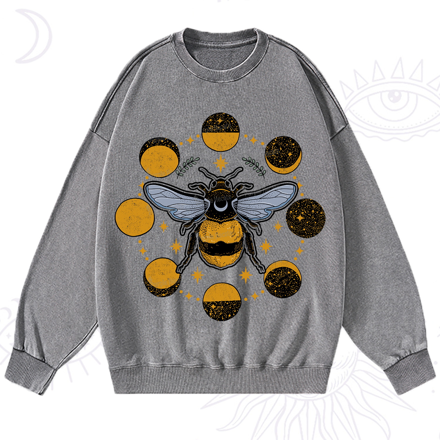 Purplehecate Phases of the Moon Bee Washed Sweatshirt