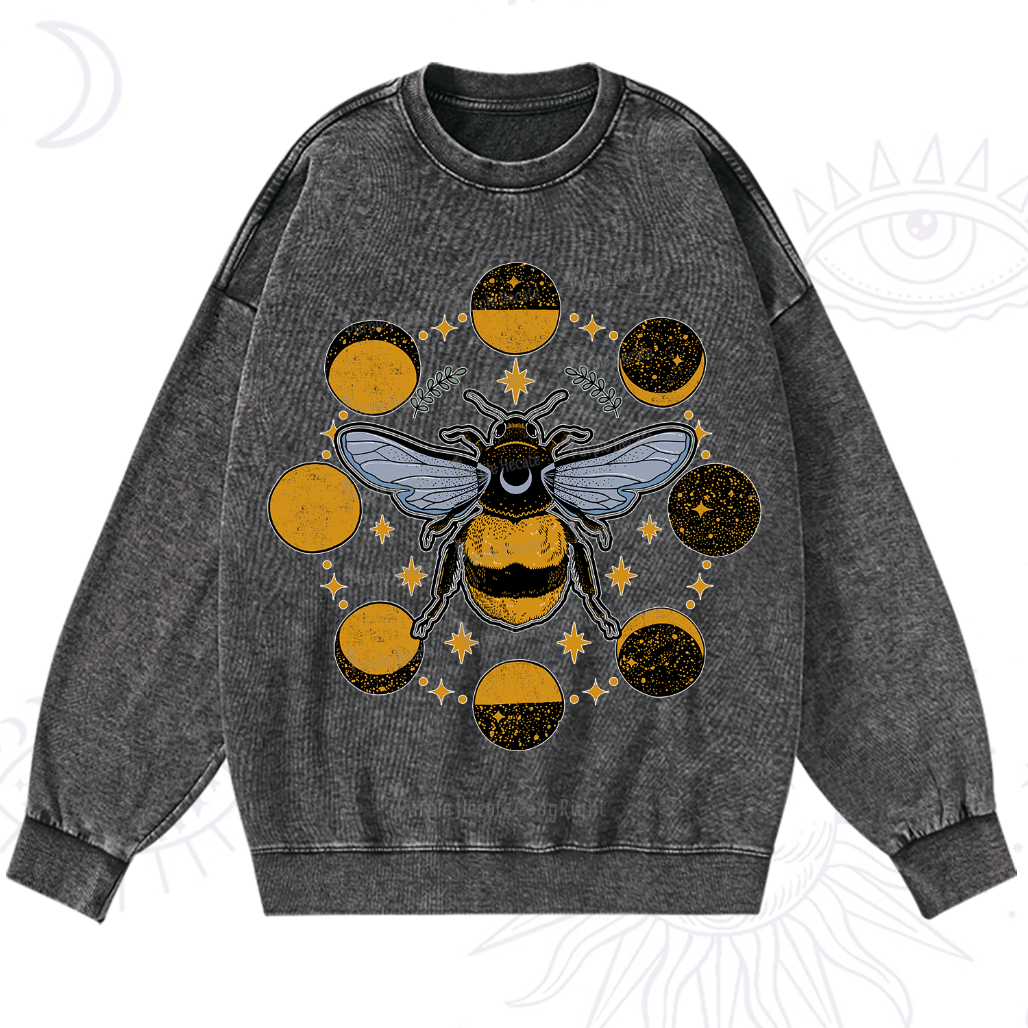 Purplehecate Phases of the Moon Bee Washed Sweatshirt