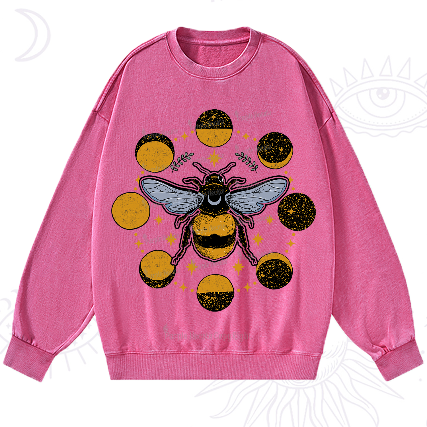 Purplehecate Phases of the Moon Bee Washed Sweatshirt