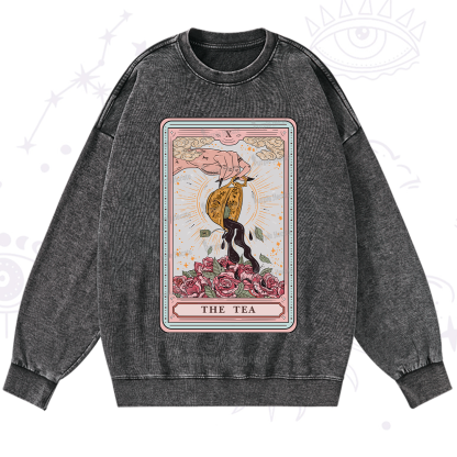 Purplehecate The Tea Food Tarot Card Washed Sweatshirt