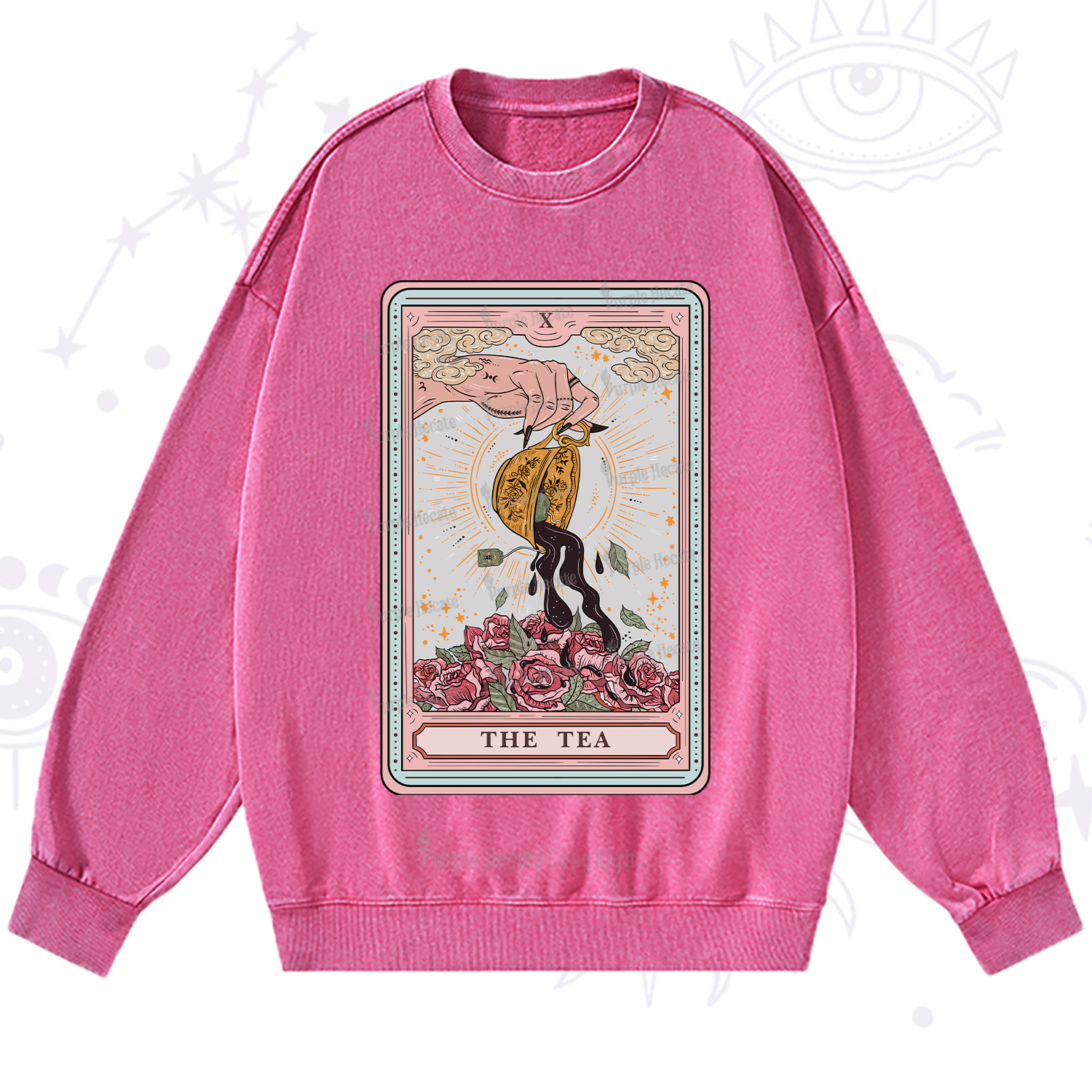 Purplehecate The Tea Food Tarot Card Washed Sweatshirt