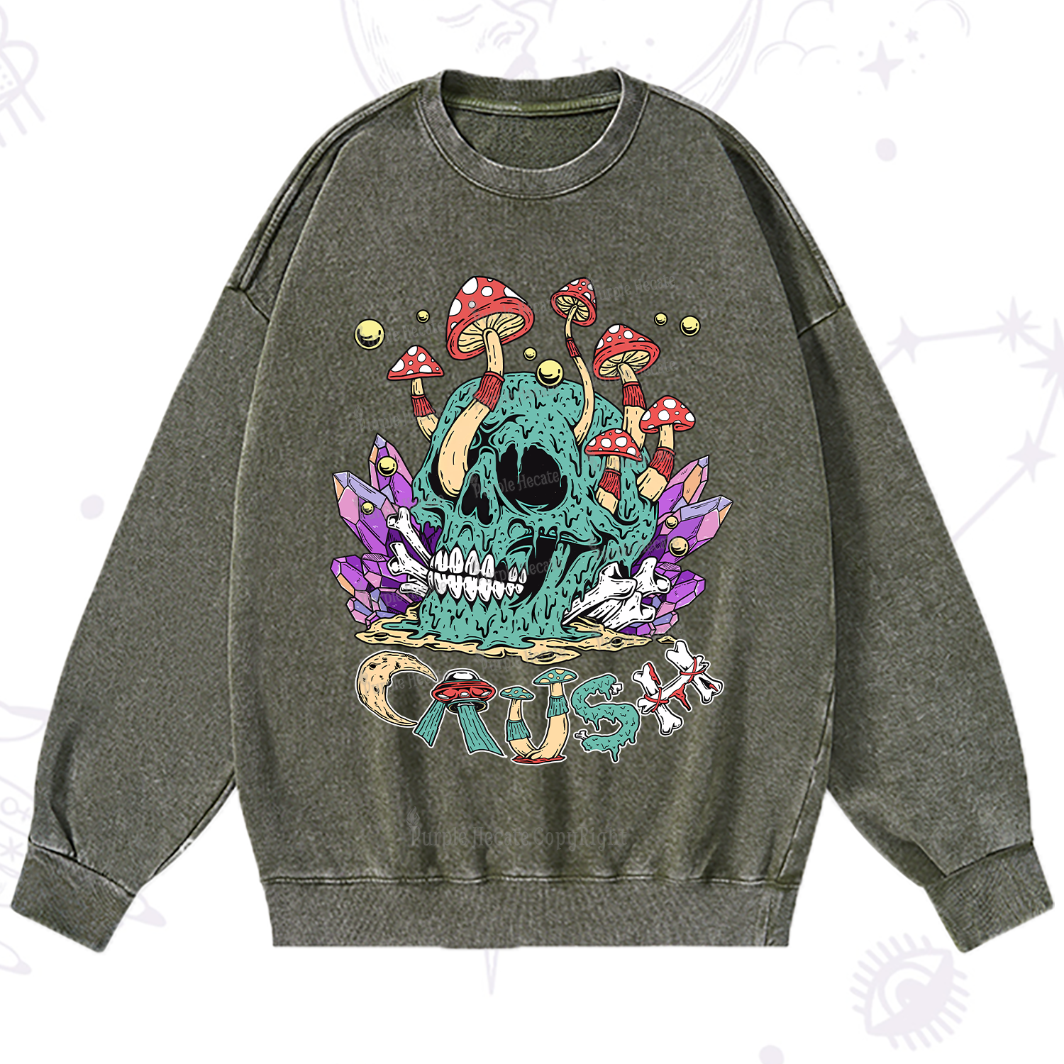 Purplehecate Magic Skeleton Washed Sweatshirt