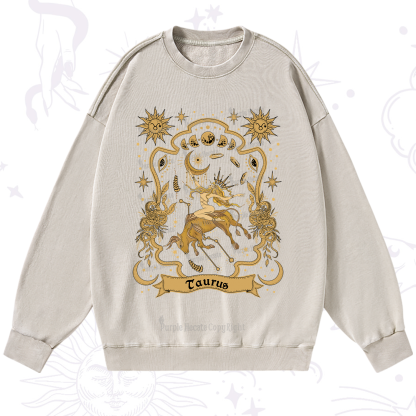Purplehecate Taurus' Astral Mirage Zodiac Washed Sweatshirt
